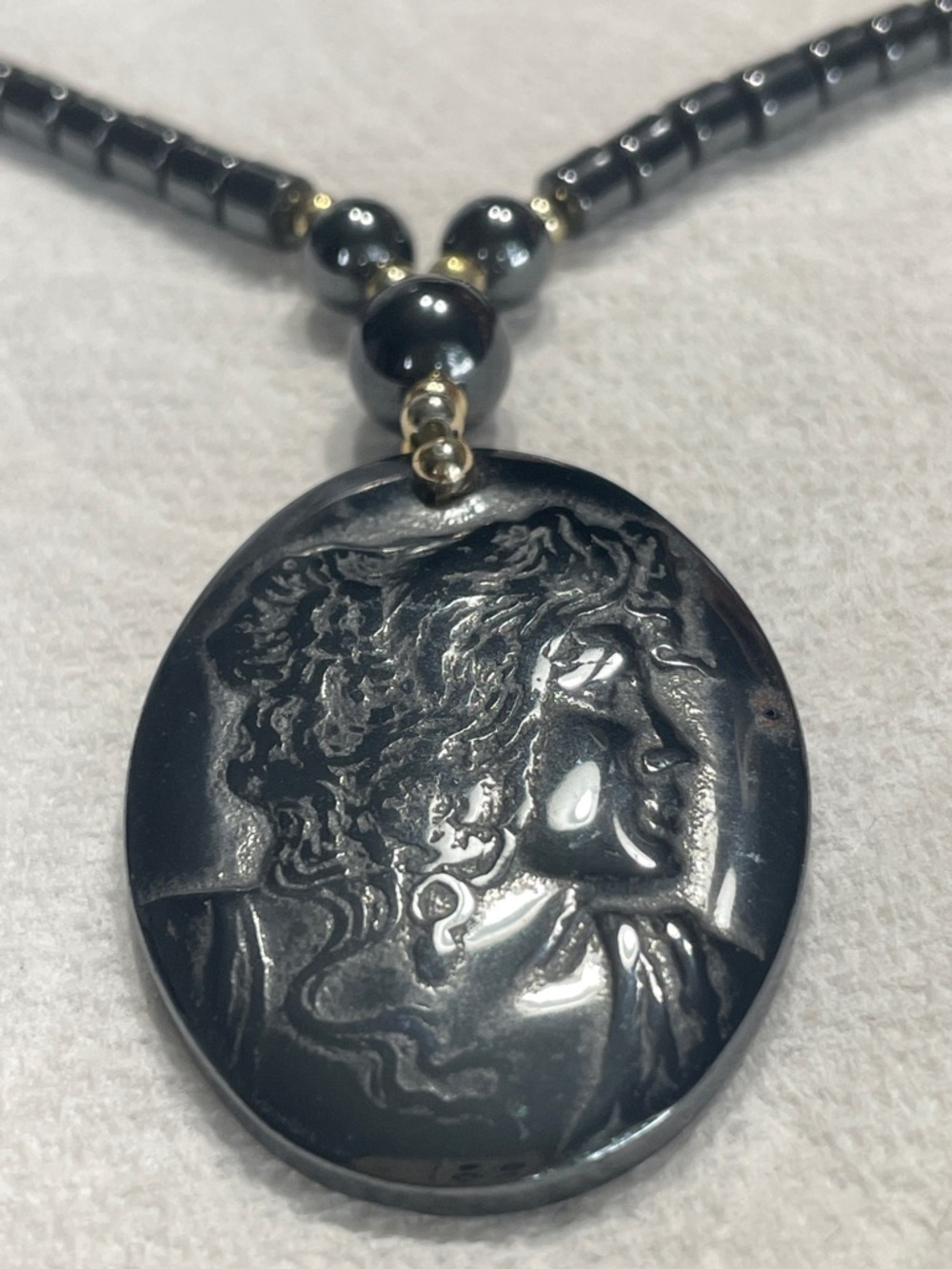 Black Hematite healing stone  Cameo Pendant Necklace - Stylish Women's Jewelry